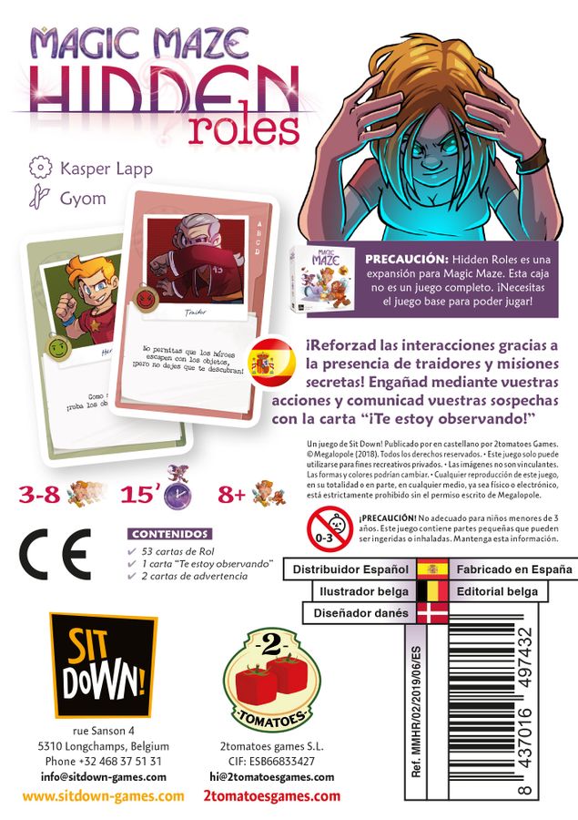 Juegos de Mesa magic maze expansion roles ocultos Trasera